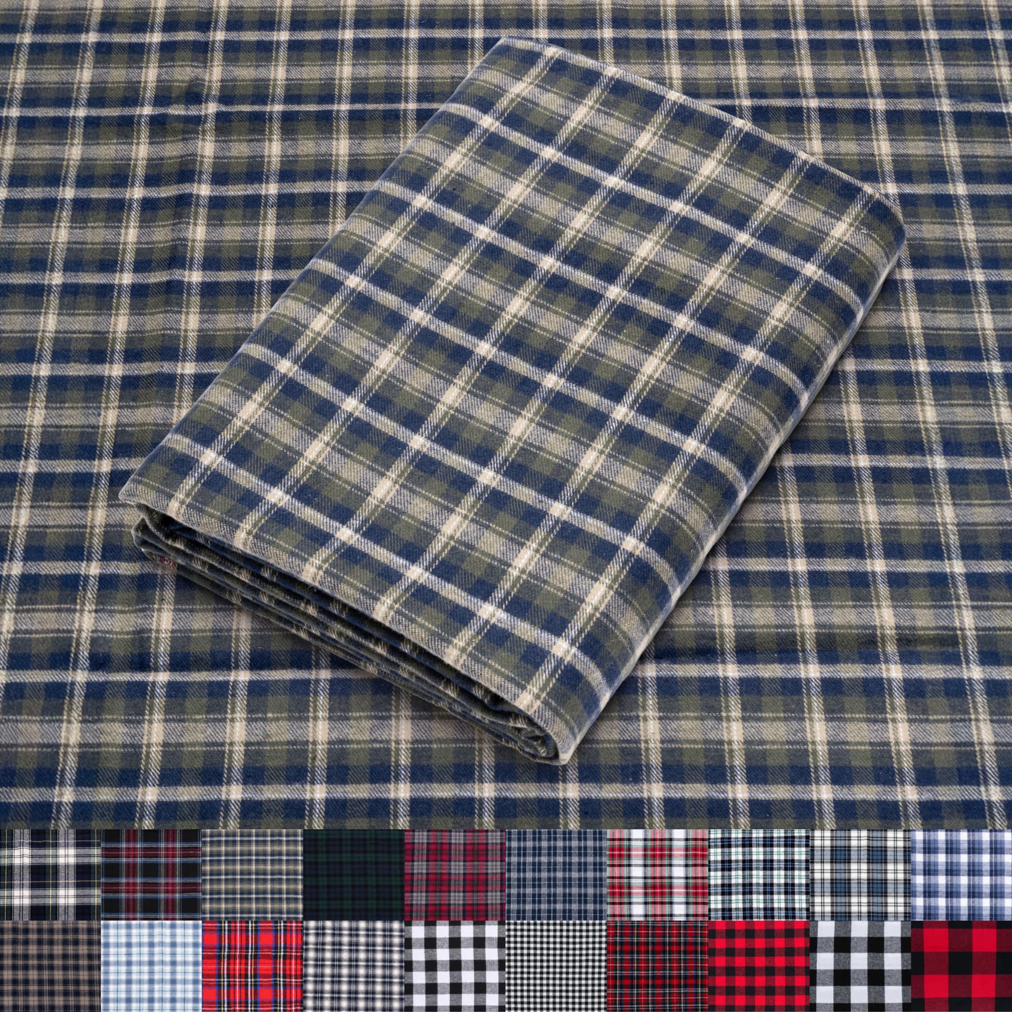 Pico Textiles 1 Yard Blue and Green Blackwatch Tartan Plaid Flannel Fabric - 60" Wide - 100% Cotton - Sold by The Yard - for Shirts, Scarves, Pajamas & Receiving Blankets — view 38