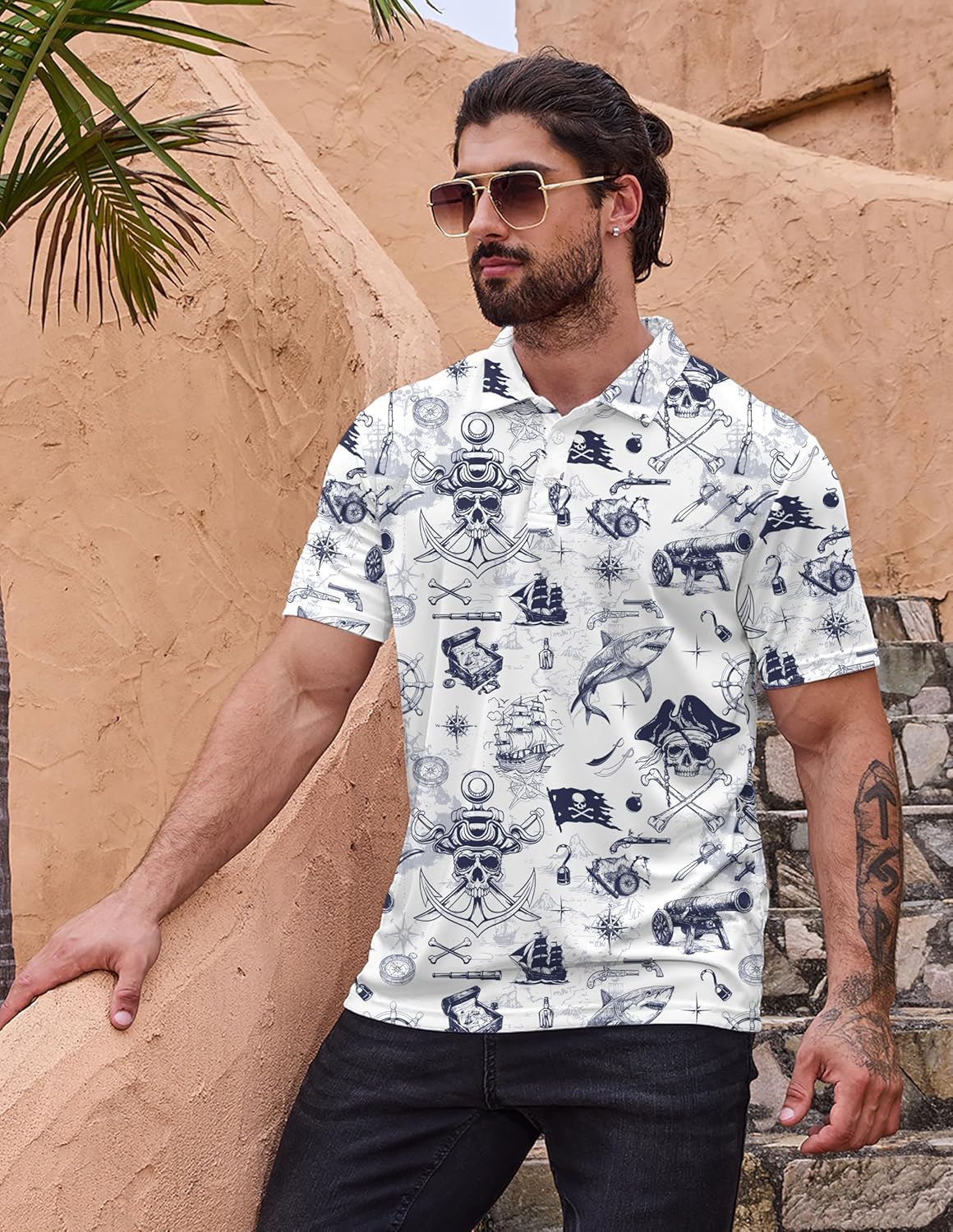 Golf Polo Shirts for Men Moisture Wicking Quick Dry Mens Golf Shirts 4-Way Stretch Funny Polo Short Sleeve - Image 2