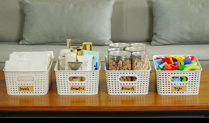 Amazon.com: Bagnizer Small Plastic Storage Bins with Bamboo Lids