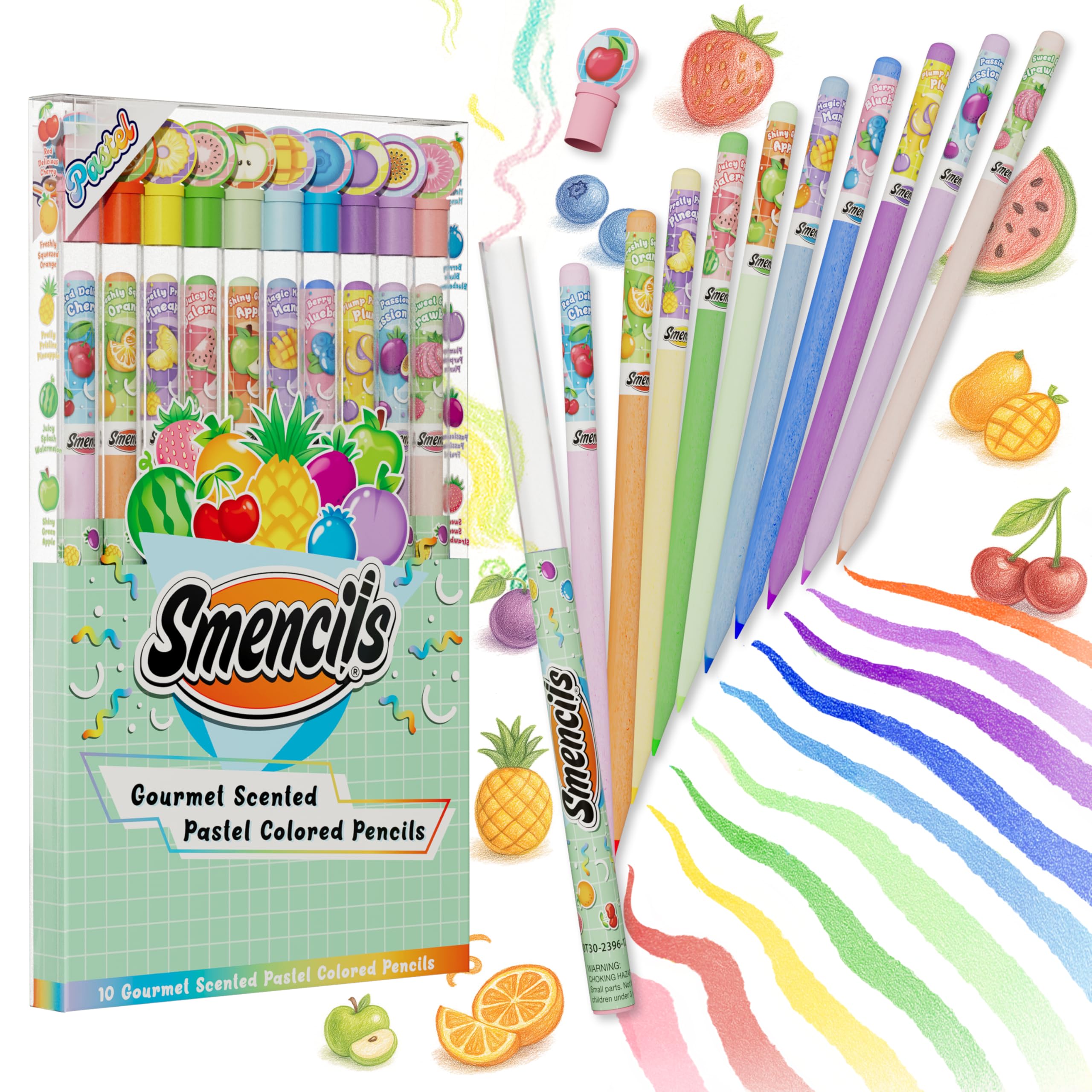 Pastel Colored Smencils - Patented Gourmet Scented Colored Pencils made from Recycled Newspapers, 10 Count, Gifts for Kids, School Supplies, Classroom Rewards