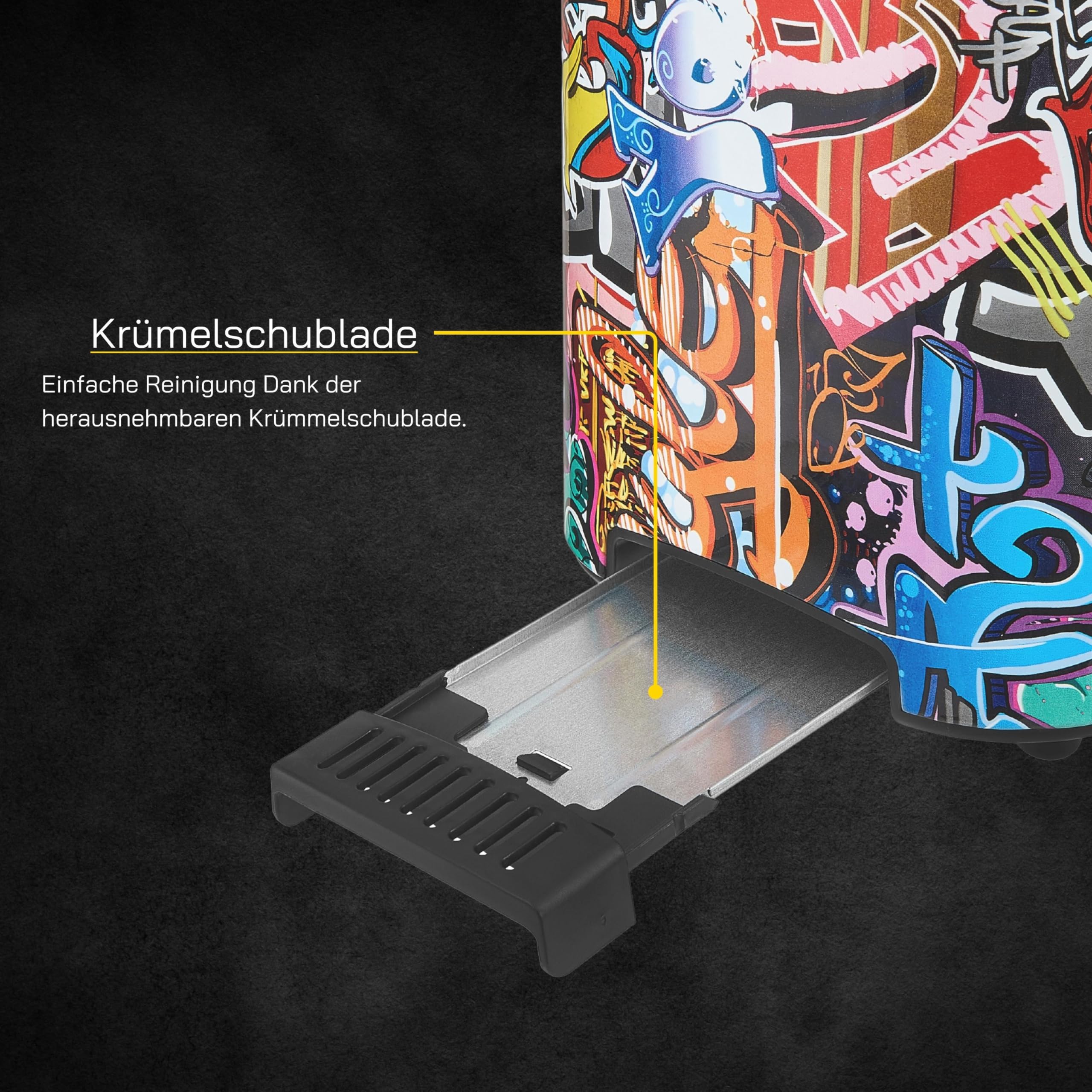 TOAST 3010 G | toster 2 kromki z nasadką na bułki | 7 poziomów mocy | 850 W | funkcja rozmrażania, podgrzewania, zatrzymywania | styl graffiti