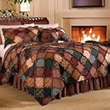 Donna Sharp Cotton Full/Queen Quilt - Campfire Lodge Quilt with Pieced and Patchwork Pattern - Fits Queen Size and Full Size Beds - Machine Washable