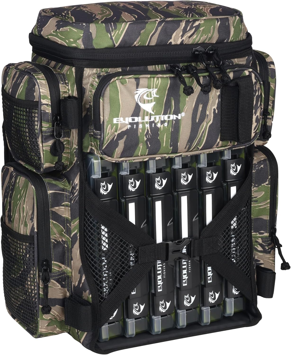 Evolution Fishing Drift Series Tackle Backpack, Outdoor Rucksack w/ 6 Fishing Tackle Trays, Heavy Duty