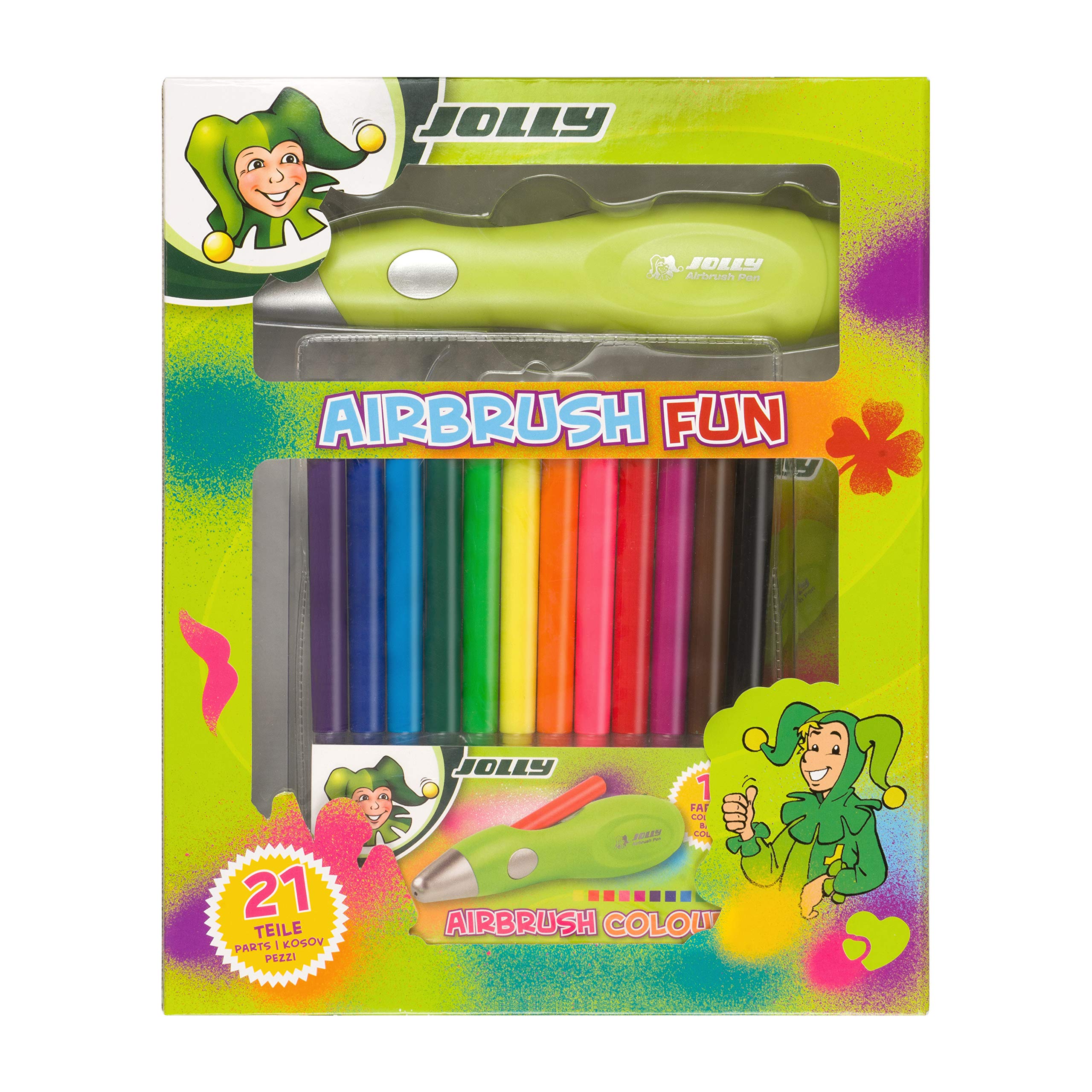 Jolly- Aerógrafo para niños, Color Verde, Juego de 20 Piezas (Brevillier - Urban & Sachs GmbH & Co KG 4446-0001)