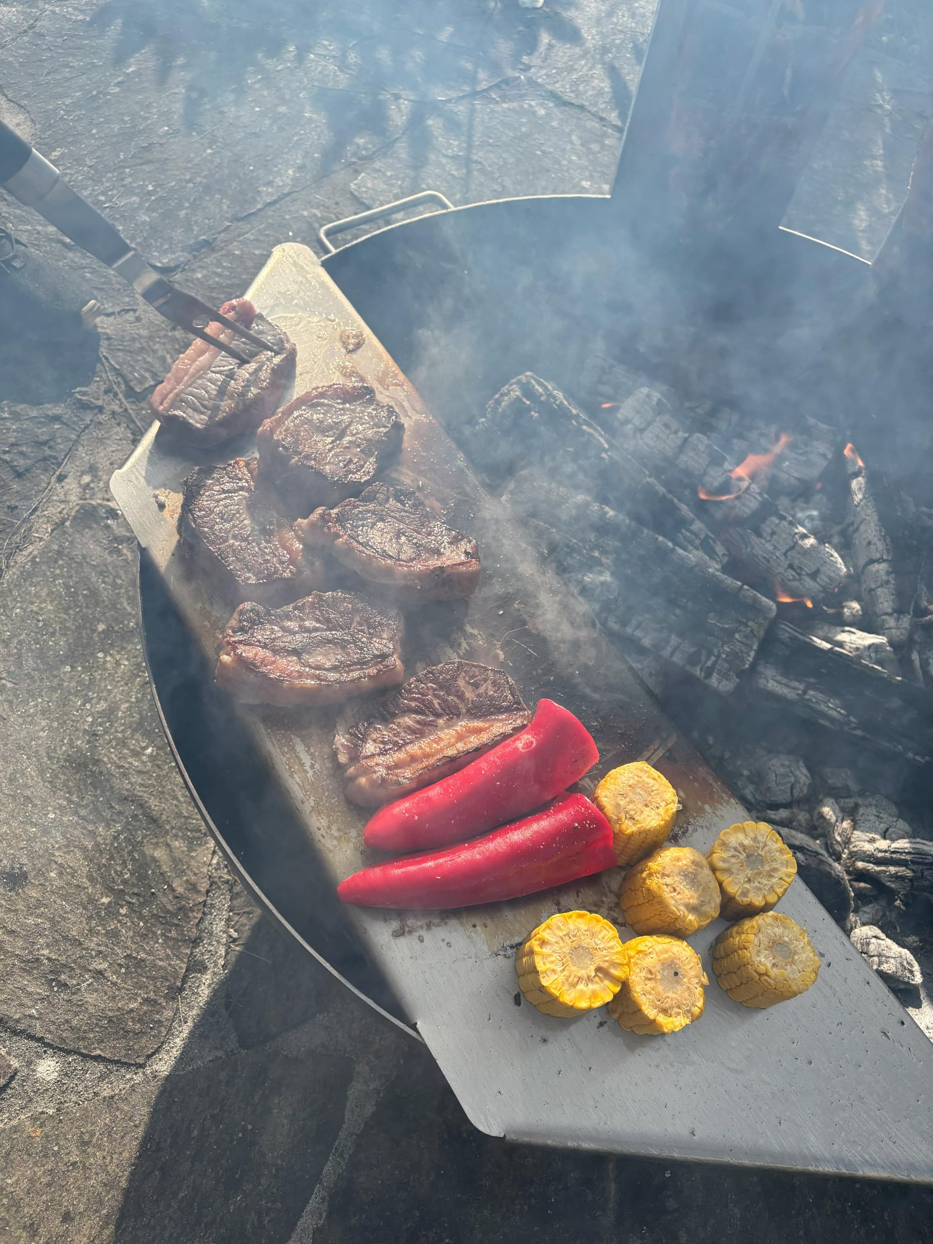 Płyta paleniskowa Plancha ze stali nierdzewnej 4 mm, płyta grillowa pasuje do paleniska 100 cm (dostawa bez misy)