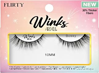 Ardell Winks Bossy Black Lashes - Light Volume 10mm Length Flared Style Natural Loo…