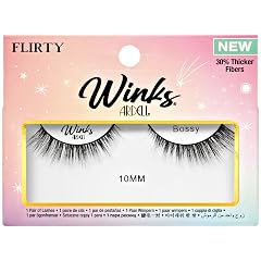 Ardell Winks Bossy Black Lashes Light Volume 10mm Length Flared Style Natural Look False Eyelashes Black Band Reusable