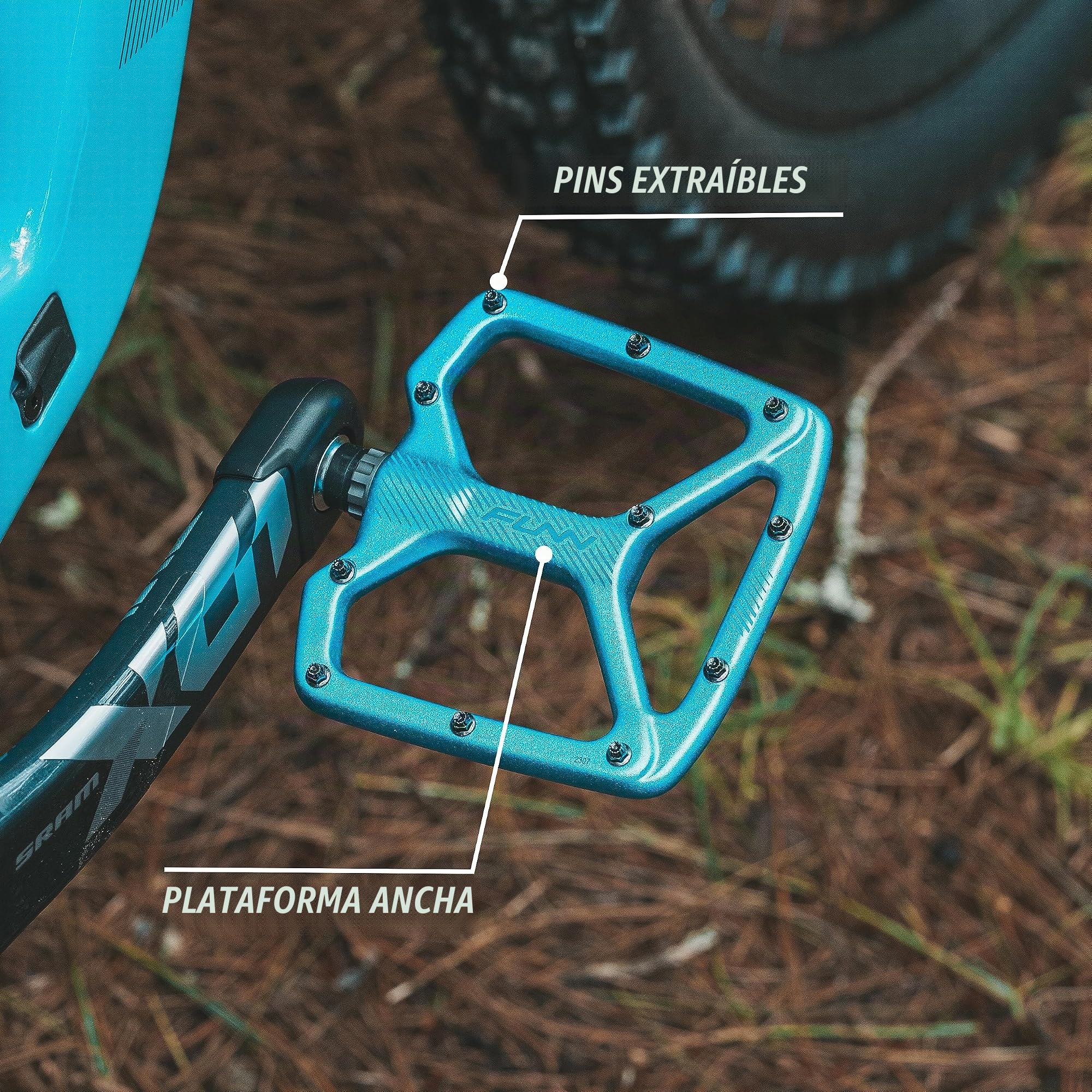 Funn Python Pedales Planos BMX MTB, Plataforma Ancha, Eje CrMo