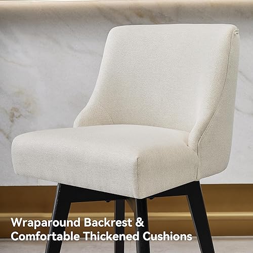 Miniatura 7 de Juego de 2 taburetes de bar giratorios de altura de mostrador, taburetes de bar de 26 pulgadas con reposapiés, taburetes de bar tapizados de tela de