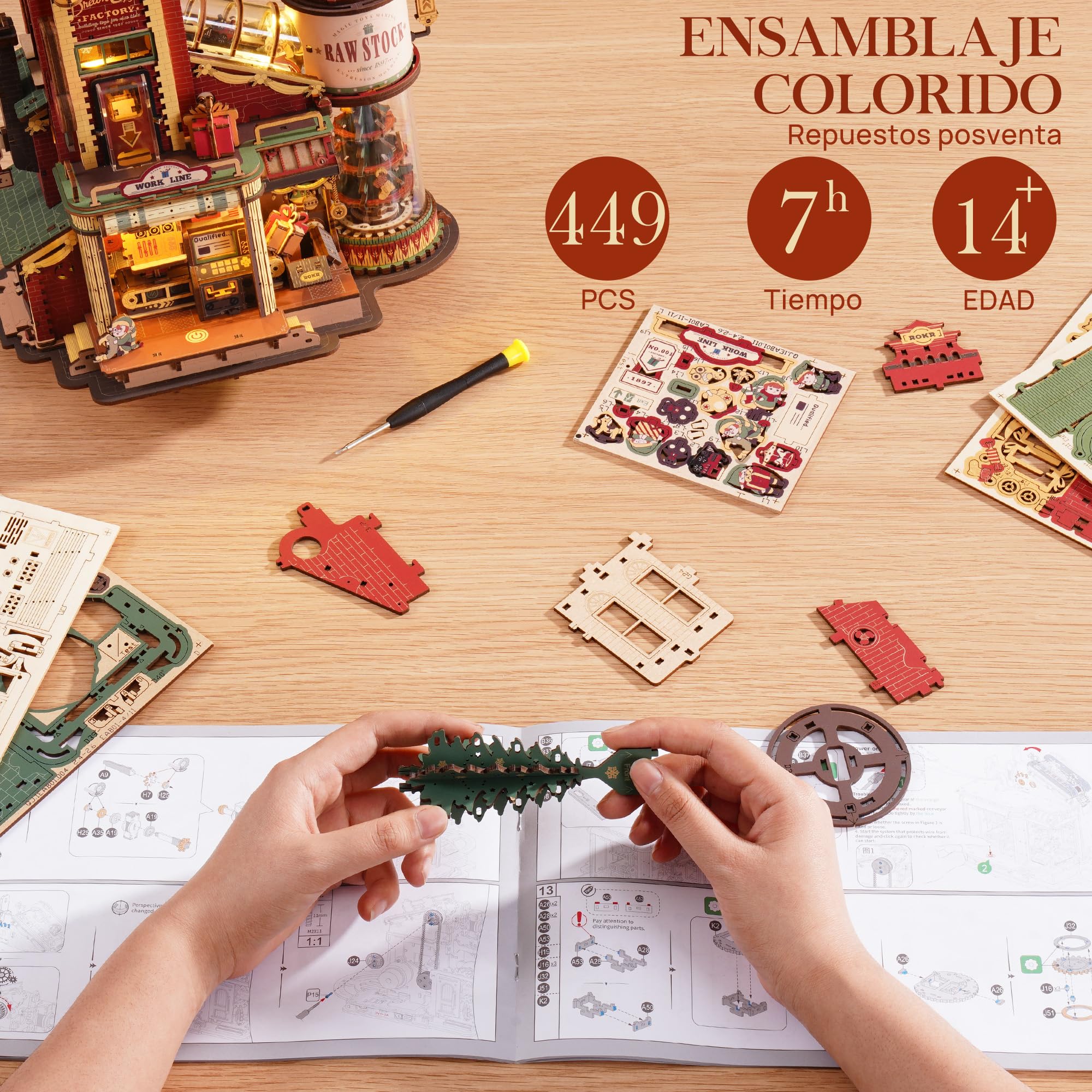 ROKR - Kits de construcción de madera 3D para adultos, rompecabezas mecánicos 3D de madera Regalo de ensueño de la fábrica, kits de modelo musical para adultos para construir, regalo de ensueño de la