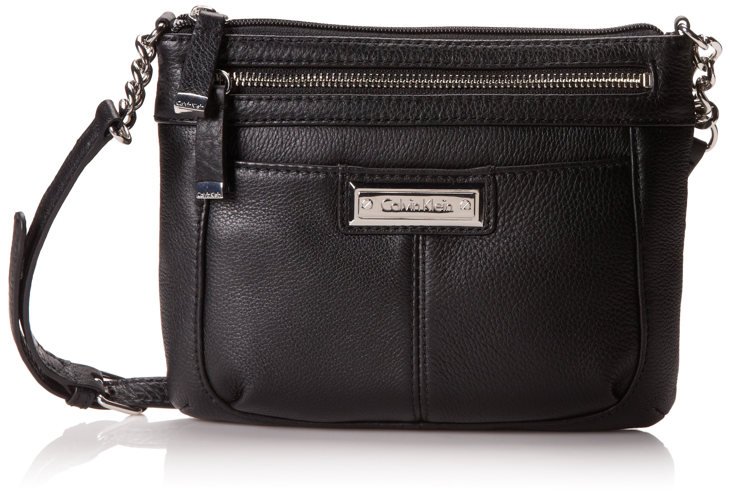 Calvin Klein Front Zip Leather Crossbody