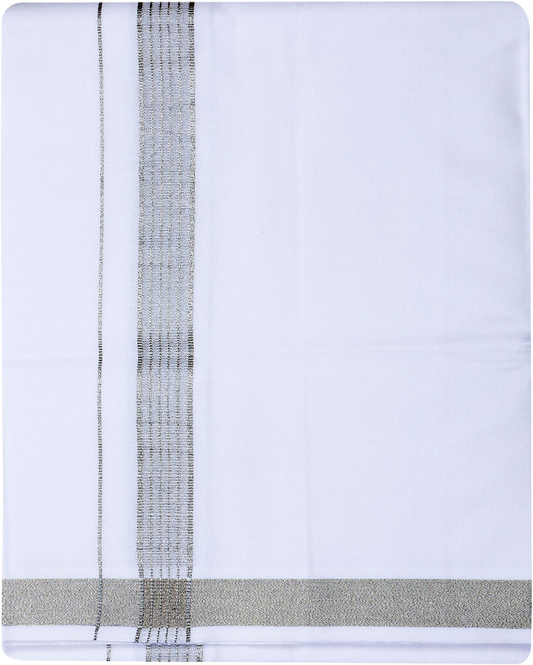 RIRO Men's Cotton MINMINI SILVER Single White Dhotis/Sarong/Mundus / Vesti_201_White_200 x 127 CM