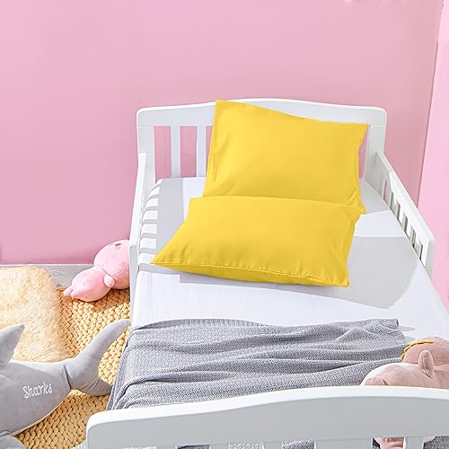 Miniatura 7 de NTBAY Sábana bajera ajustable de microfibra para cuna (28 x 52 pulgadas) y funda de almohada con cierre de sobre (14 x 20 pulgadas), color amarillo