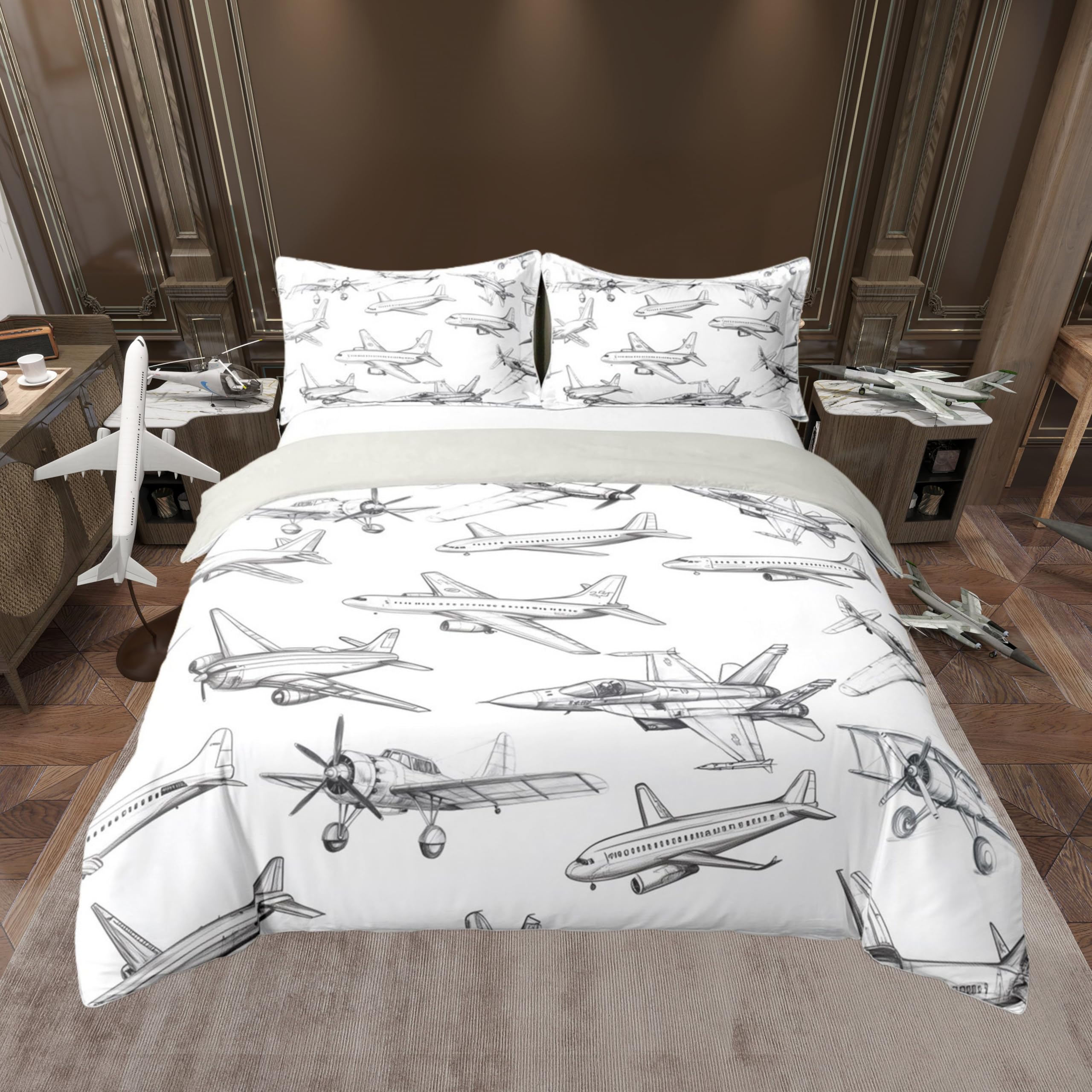 Housse de couette avion en coton pour créer une décoration de chambre d'enfant thématique