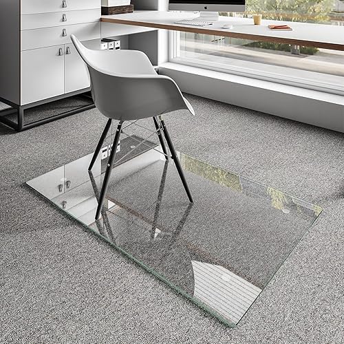 Miniatura 36 de Tapete para silla para alfombra, tapete de vidrio templado mejorado de 36 x 55 pulgadas para silla de oficina, protector de tapete con bordes