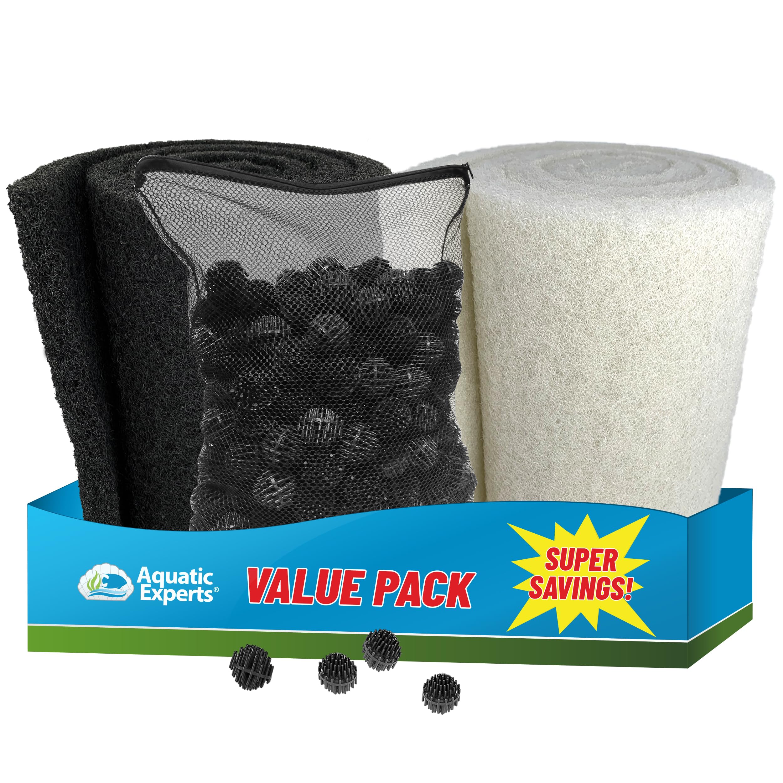 Aquatic Experts Bio Balls Filter Media Bulk, 1.5 Inch Large Bio Balls for Pond &amp; Aquarium Filters, Pond Filter Media for Outdoor Ponds, (Bio Ball Bundle, 1.5 Inch)