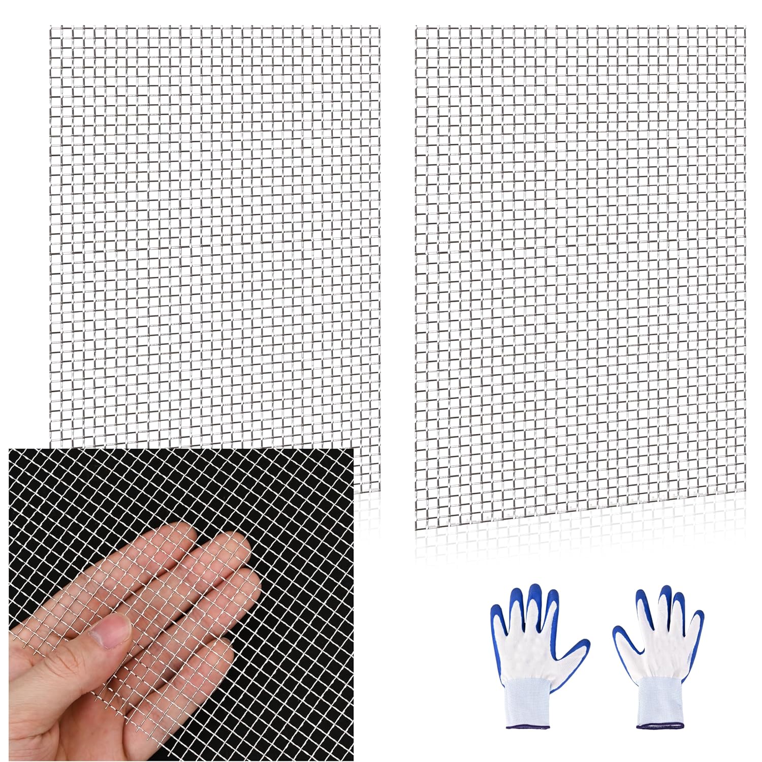 YUKKOEOQ 2 Pack 13x9 Inch 5 Mesh 304 Stainless Steel Wire Mesh Sheets - Rustproof for DIY Crafts, Vent Covers, Garden Fencing, Windows & Filters