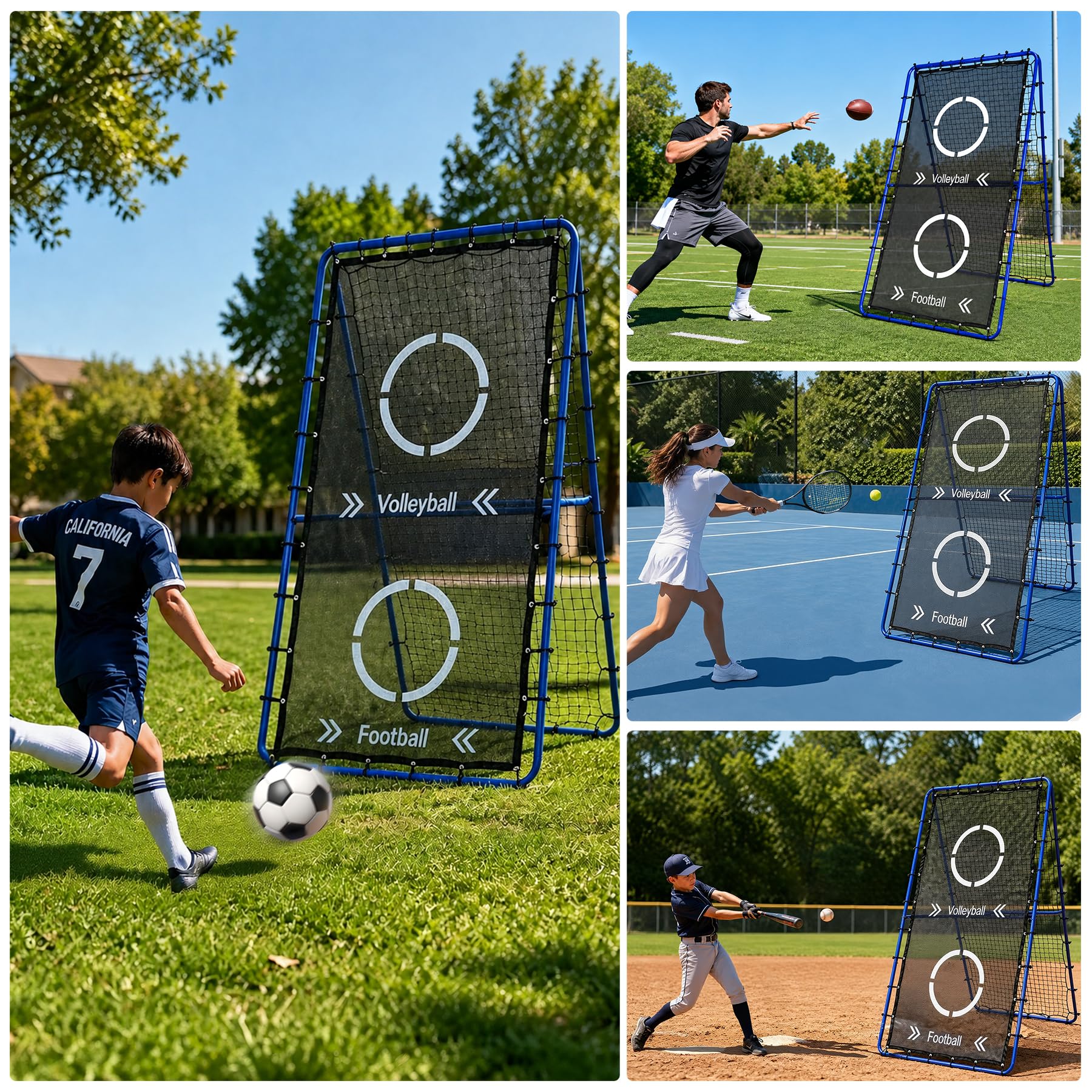 Volleyballnetz, 2,2 x 1,2 m, 6-Fach Verstellbarer Rebounder