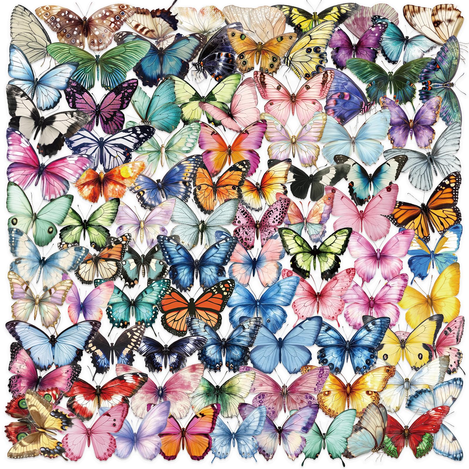 100PCS Victorian Transparent Stickers Pack,Aesthetic Retro Victorian Women Decor for Laptop Gifts for Kids Teens Adults Waterproof Vinyl PET Vintage Stickers for Scrapbook Phone Bike Party Favors: 100PCS Cute Transparent Butterfly Stickers Pack,Aesthetic Colorful Butterfly Decor for Laptop Gifts for Teens Adults Waterproof PET Lifelike Stickers for Scrapbook Notebook Phone Bike Party Favors
