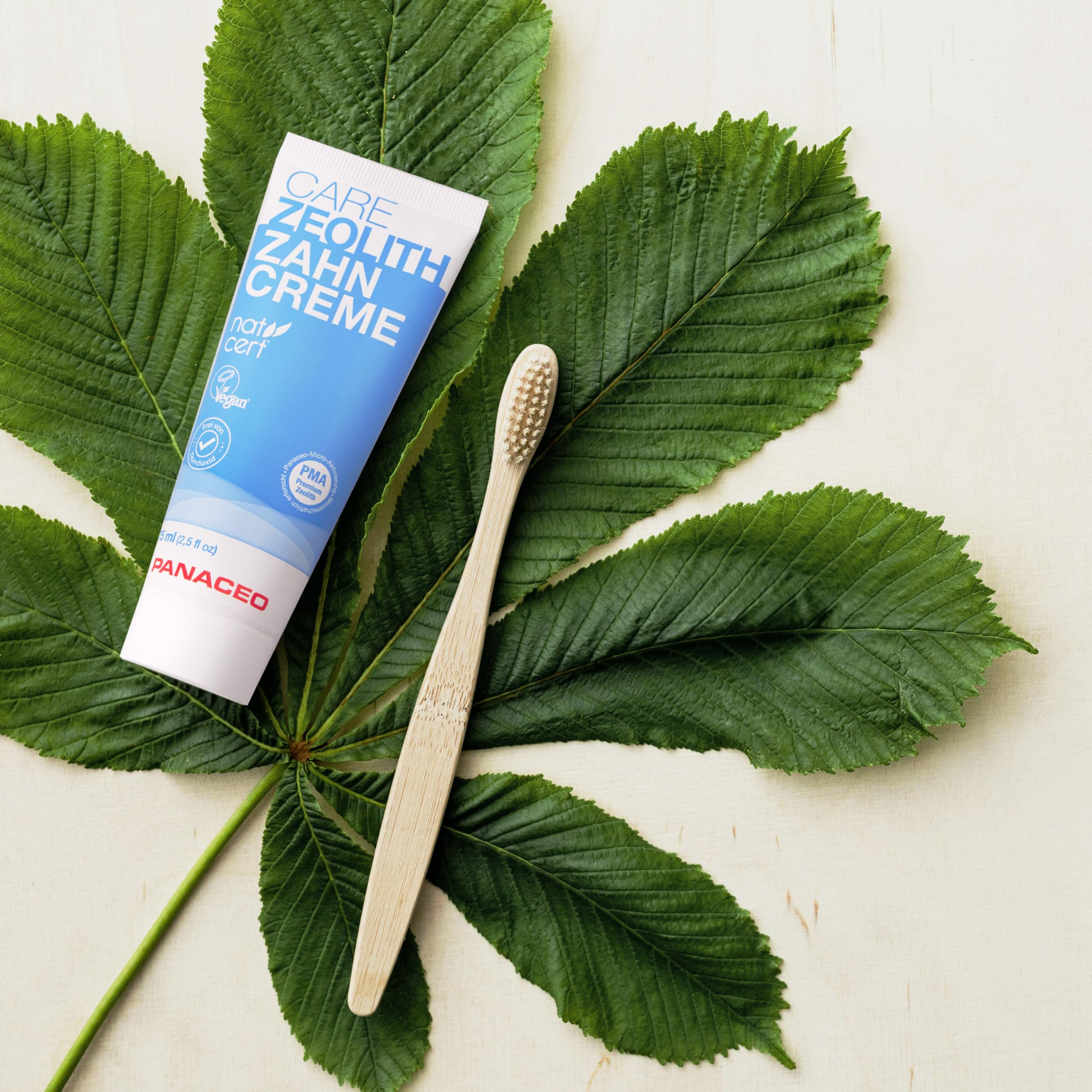 Panaceo Care, dentifricio alla zeolite, 75 ml, 3 + 1 set, cura dentale naturale con olio di menta biologica e aloe vera, dentifricio senza biossido di titanio e senza fluoro, respiro fresco garantito