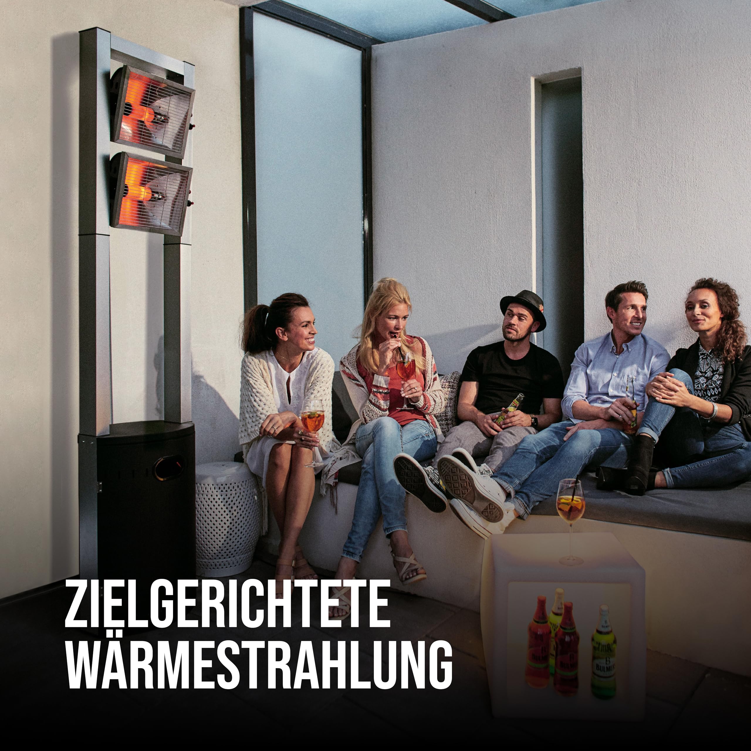 Enders® Terrassenheizer Gas ECOLINE PURE, Gas-Heizstrahler 5640, Terrassenstrahler mit Ultra Brenner-Technologie, Transporträder, Umkippsicherung, Schwarz / Aluminium