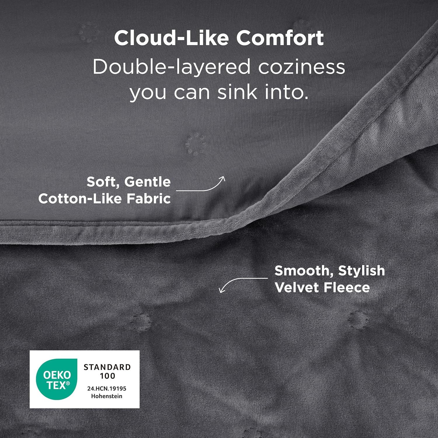 Bedsure Velvet Fleece Comforter Set King, Dark Grey Lightweight Quilted Bedding Set, Soft Warm Blanket for All Season, 3 Pieces, 1 Comforter (104" x 90") and 2 Pillow Shams (20" x 36") - Image 3