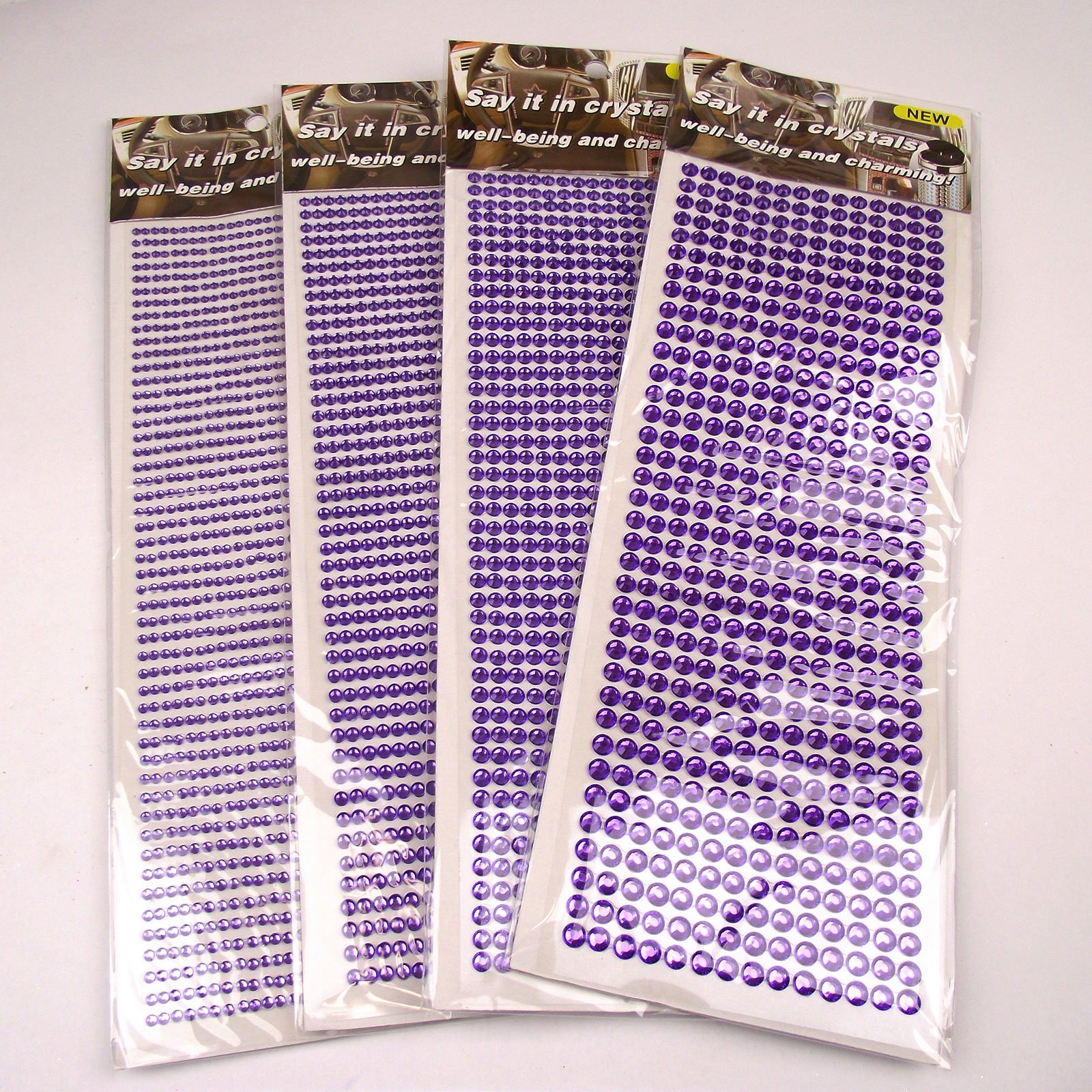 Meena Supplies Up to 1350x Stick On Self Adhesive Rhinestones - (Purple, 3mm x1350 pcs)