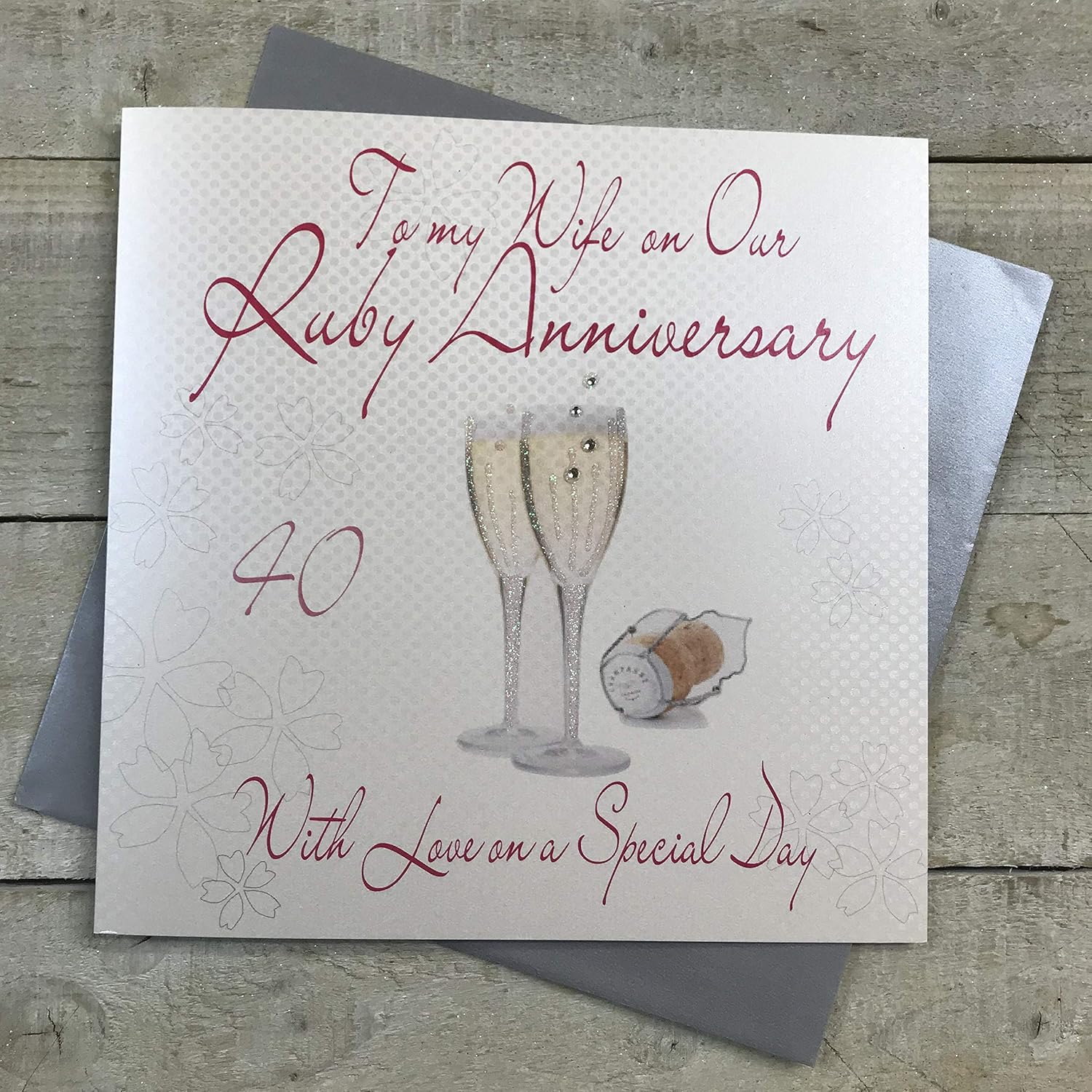 White Cotton Cards To My Husband, Handmade Large 40th - View #9