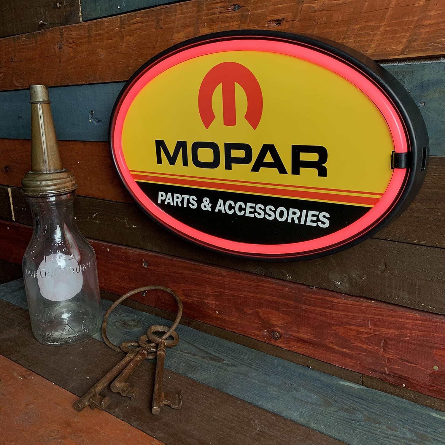 Parts & Accessories LED Light Rope Sign, Electric Red LED Light Rope with Neon Effect Outlines Sign, 16” Oval Shaped, Officially Licensed, Plug-in or Battery Powered Wall Decor