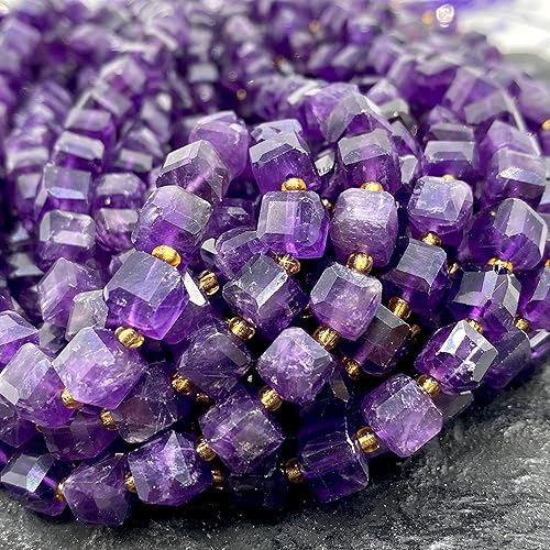 Miniatura 6 de ABCGEMS - Cuentas de amatista oscura africana (una técnica de corte revolucionaria aporta un aspecto más dinámico a un cubo tradicional) piedra