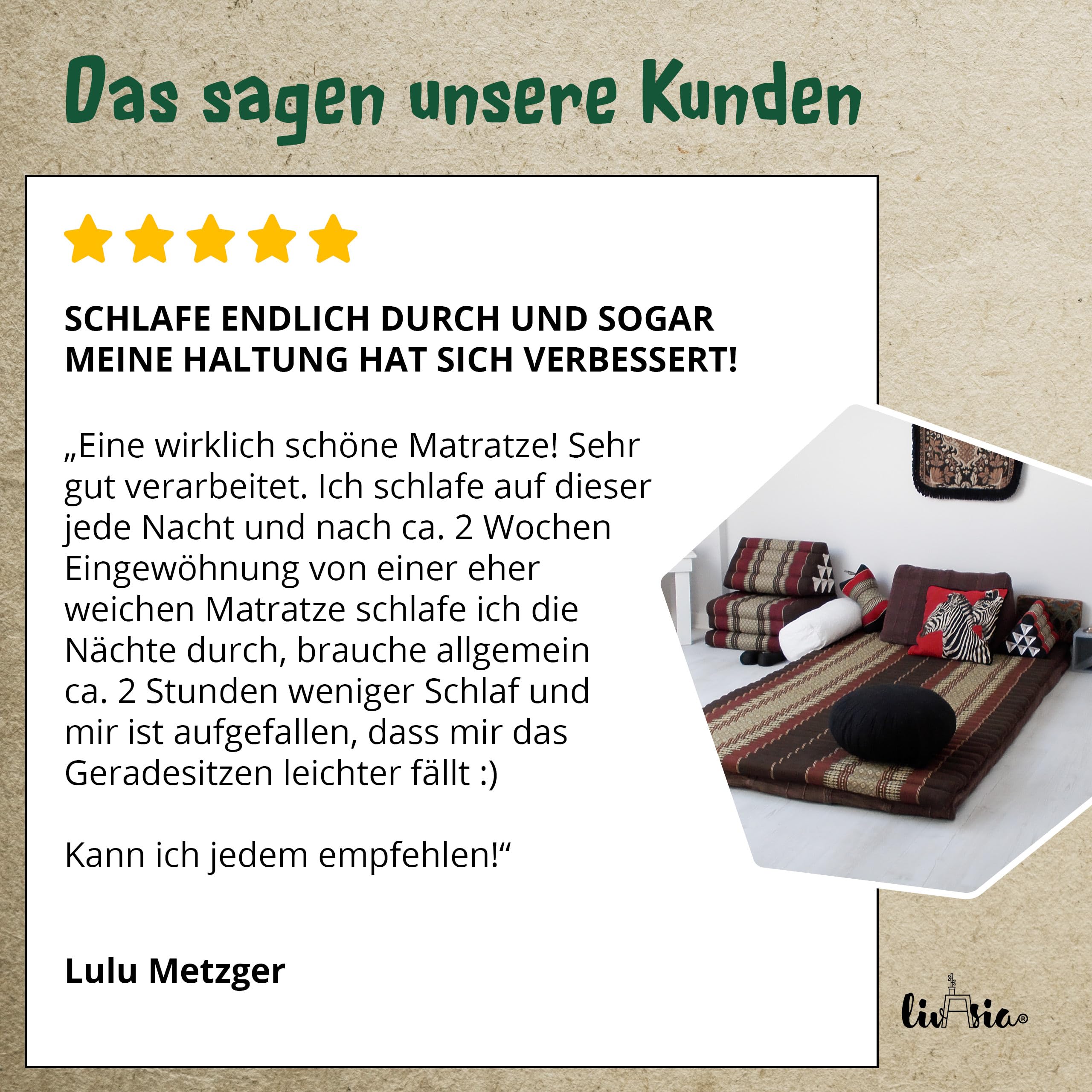 livasia Rollmatte Rollmatratze L-200x110x4,5cm, Gästebett Gästematratze 1 Person, Reisebett Kofferraum Outdoor, Thaimatte Kapok, Garten Balkon handgefertigt rubinrot