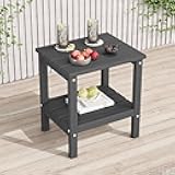 KINGYES 2-Tier Outdoor Side Table, HDPE All Weather Adirondack Patio Tables,Gray