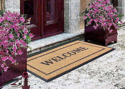 Miniatura 4 de A1HC - Tapete grande de fibra de coco natural y goma, grueso, duradero para puerta de entrada, resistente, de perfil delgado, de larga duración, 24