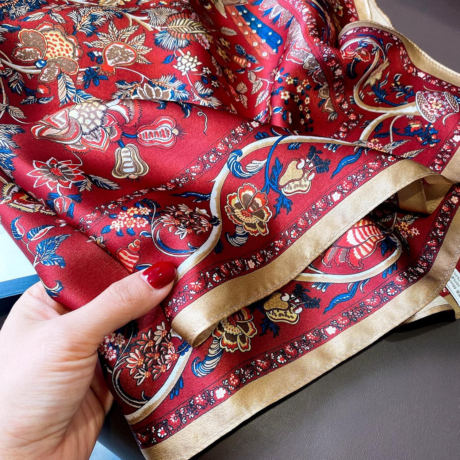 PoeticEHome 100% Pure Mulberry Silk Square Scarf 27"x27" Women Neckerchief Headscarf Gift Packed - Image 3