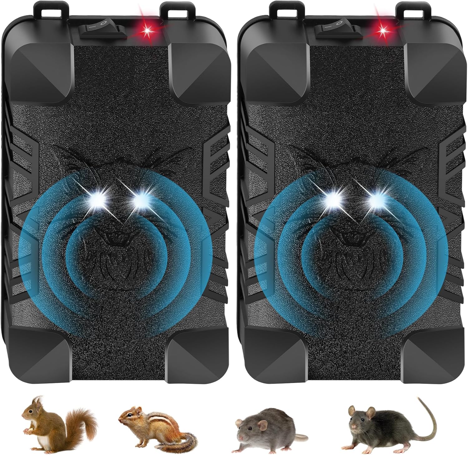 Metessi Ultrasonic Rodent Repellent, Rodent Repellent for Car Engines,Battery Powered Under Hood Animal Repeller with Flashing Strobe Light for Automobile, Truck, Garage, Attic, Barn (2)