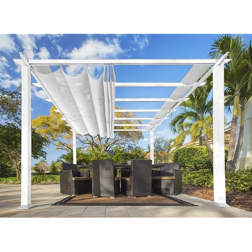 Paragon Outdoor PR11WTW Backyard Structure Soft Top with White Frame Aspen Pergola, 11' x 11', Off
