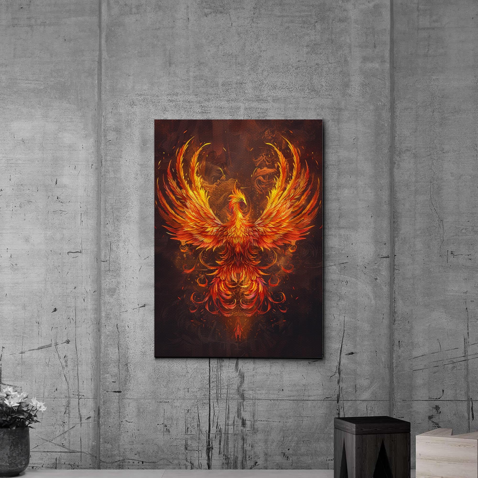 Amazon.com: Phoenix Canvas Art Print, Firework Graffiti Phoenix