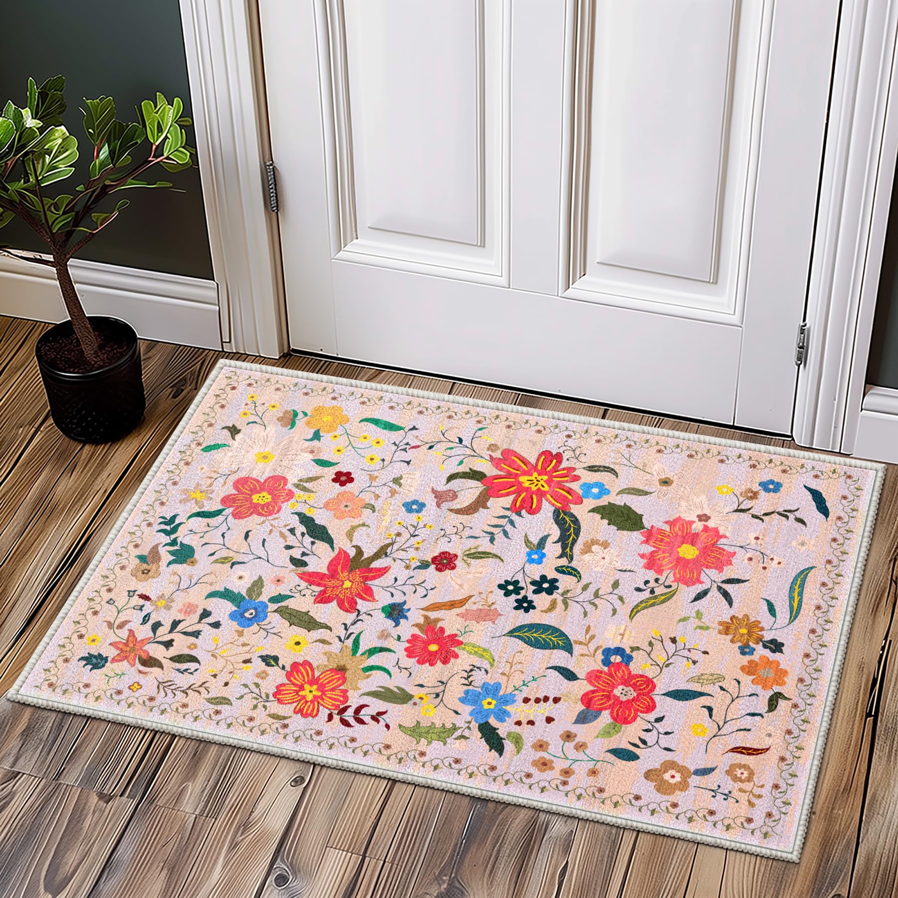 Amazon.com: Washable Floral Front Door mat Outside Entrance 2x3 ...