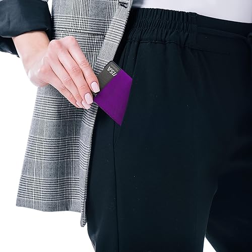 Vista 7 de Modern Carry Tarjetero elástico minimalista, cartera minimalista ultra fina para hombres y mujeres, tarjetero de crédito y tarjetas de visita