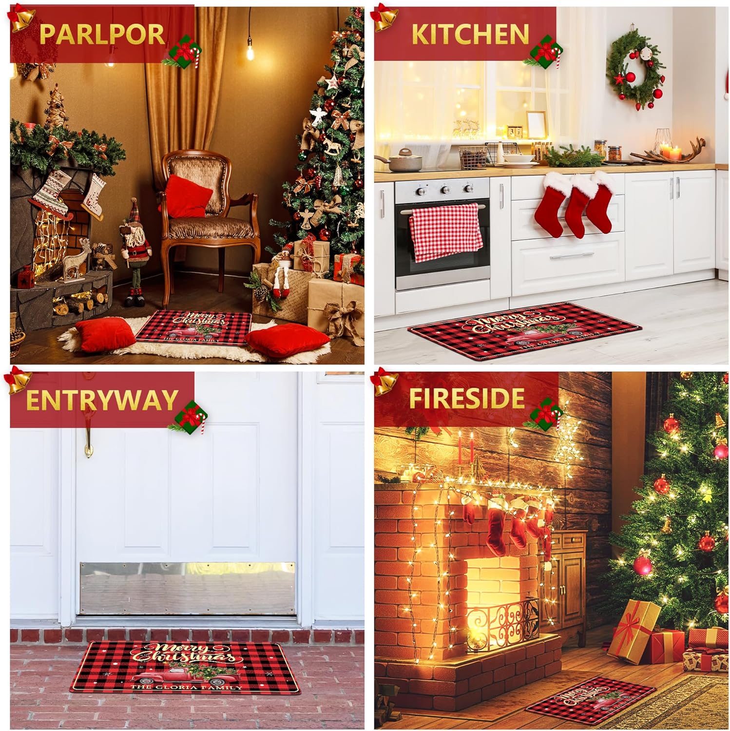 Custom Christmas Doormat - Welcome Mat for Front Door - Outdoor Rug for Christmas Decor