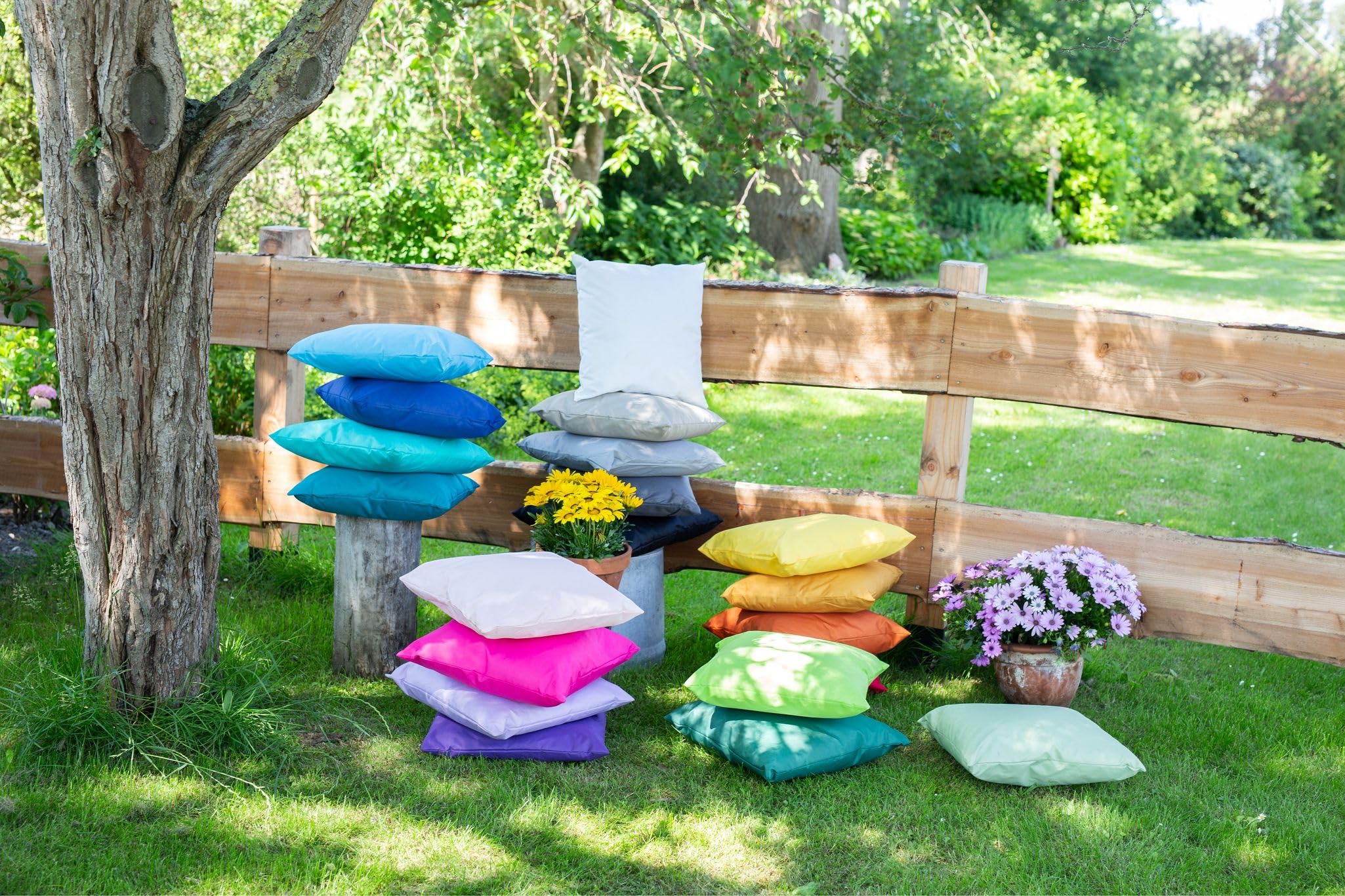 JACK 2er Set Outdoor Lounge Kissen Set 45x45cm + 30x50cm Dekokissen Inkl. Füllung Wasserfest Sitzkissen Garten Lotus Effekt, Farbe:Grau
