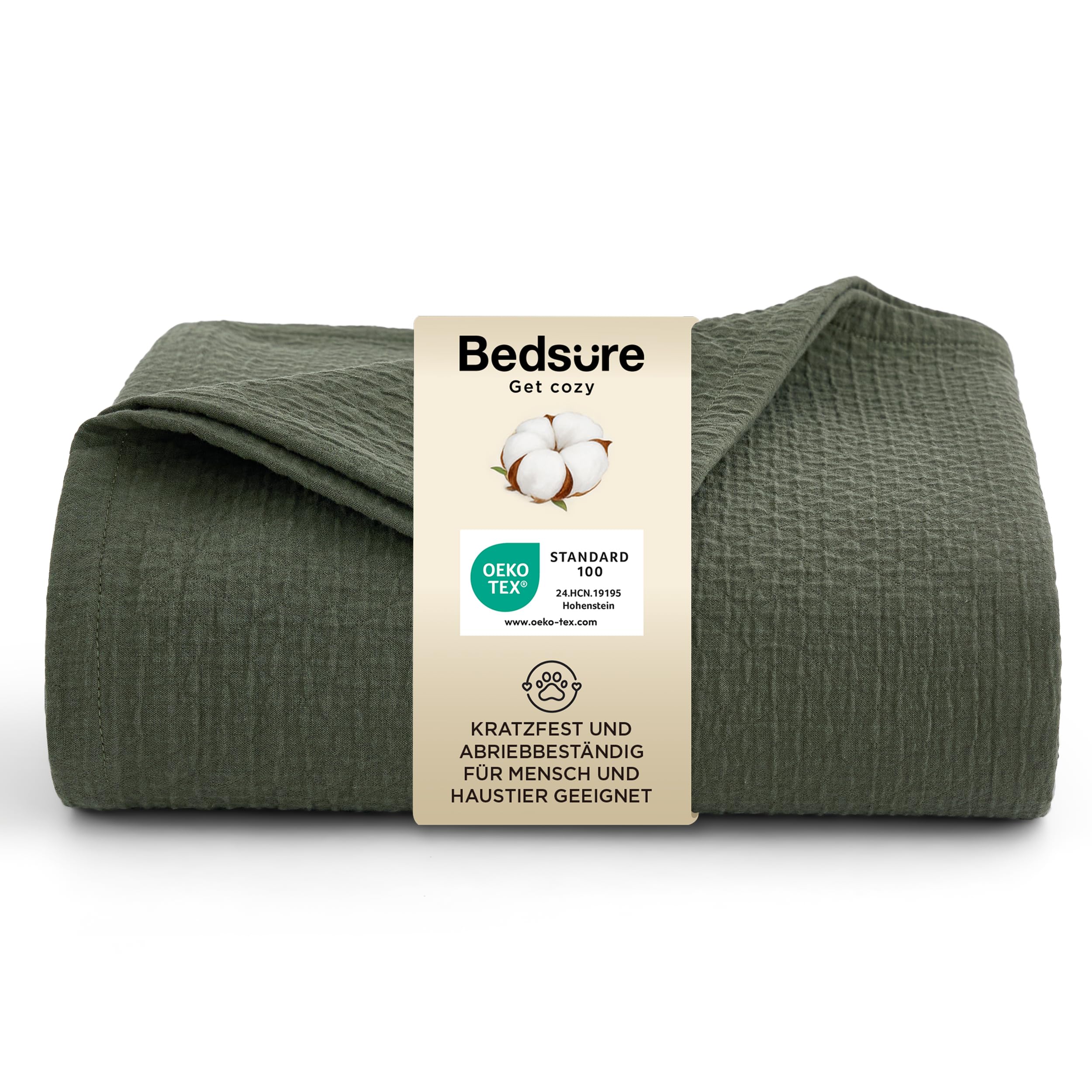 BEDSURE Tagesdecke 100% Baumwolle Kuscheldecke Hundedecke