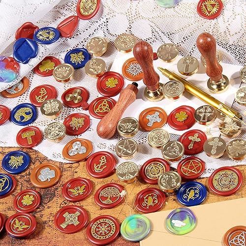 Miniatura 6 de Sello de Cera Hammer of Thor, Sello de Sellado del Martillo del Dios del Trueno con Mango de Palisandro 1'' 2.5cm Sello de Cera para Invitación de