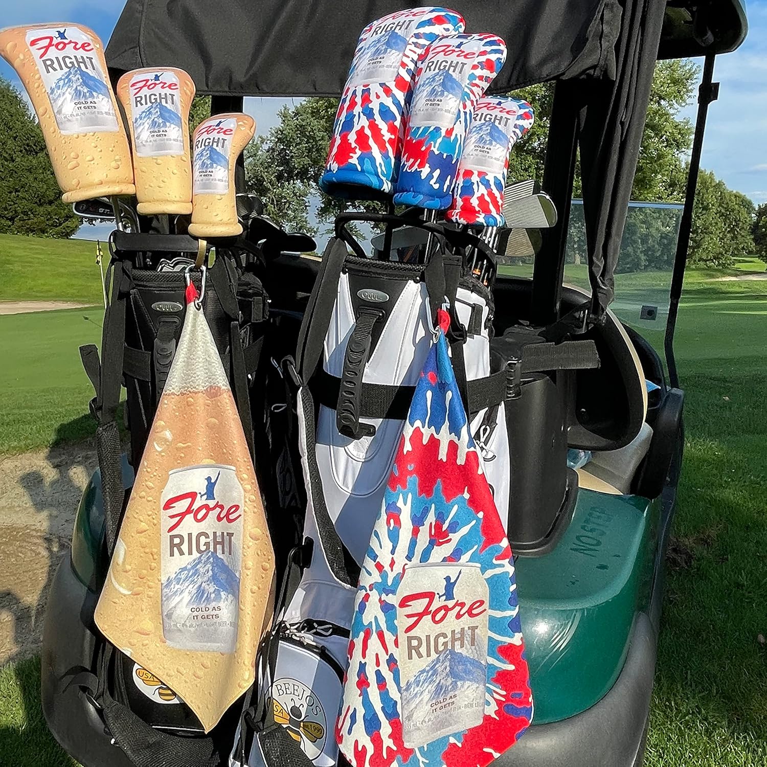 Fore Right Blue & Red Tie Dye | BeeJoss Golf Club Headcover | Driver Fairway Hybrid-Sold Separately | Handmade in USA