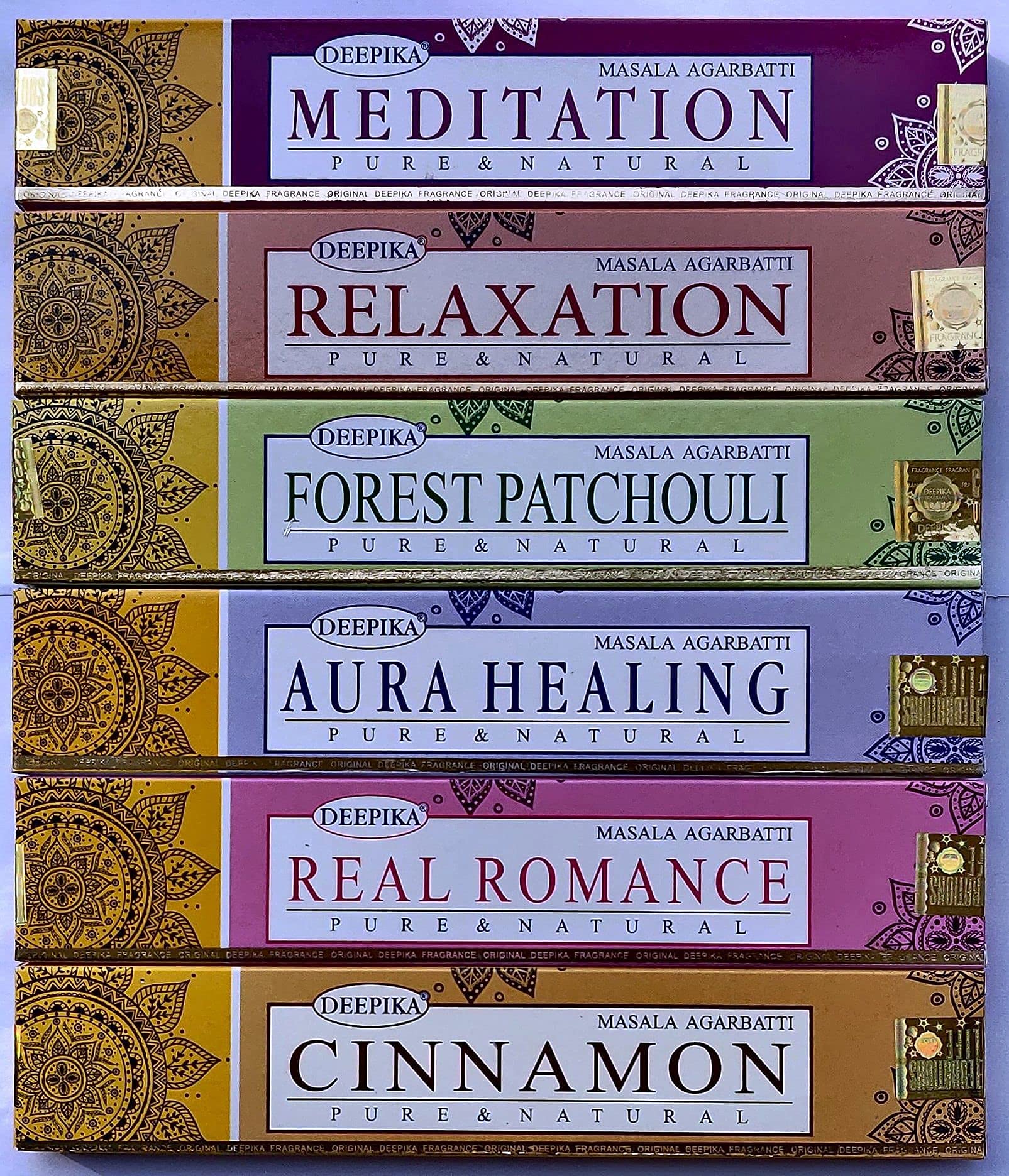 GiftbritDeepika Premium Masala Incense Sticks Variety Fragrances 90gms(6 Packs x 15gms), |Best for Meditation,Yoga,Aroma Therapy, Relaxation|(Assorted Set-1)