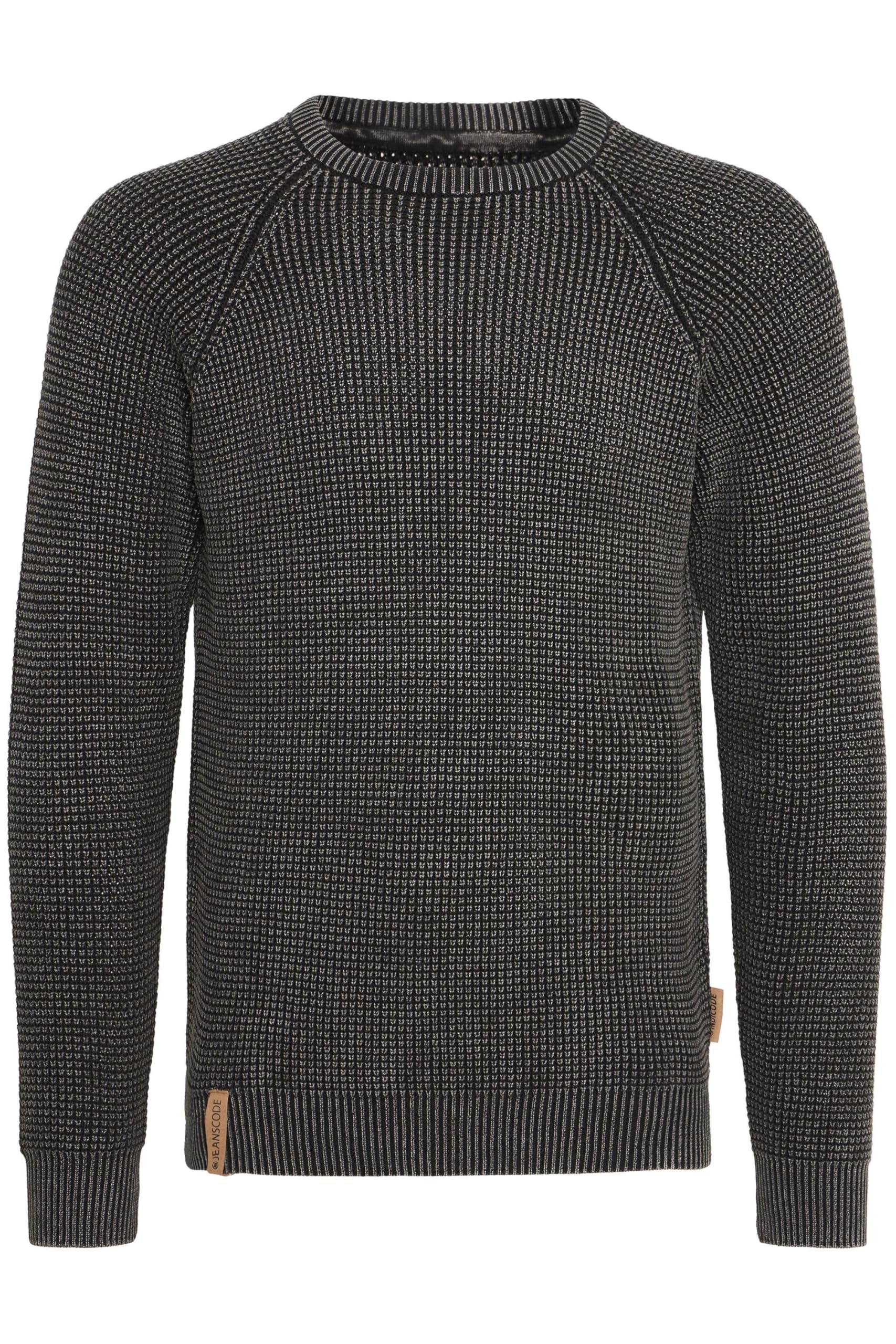 Indicode IDRockford Herren Pullover – Grobstrick Rundhalspullover, 100% Baumwolle, Regular Fit, Schwarz (Black 999)