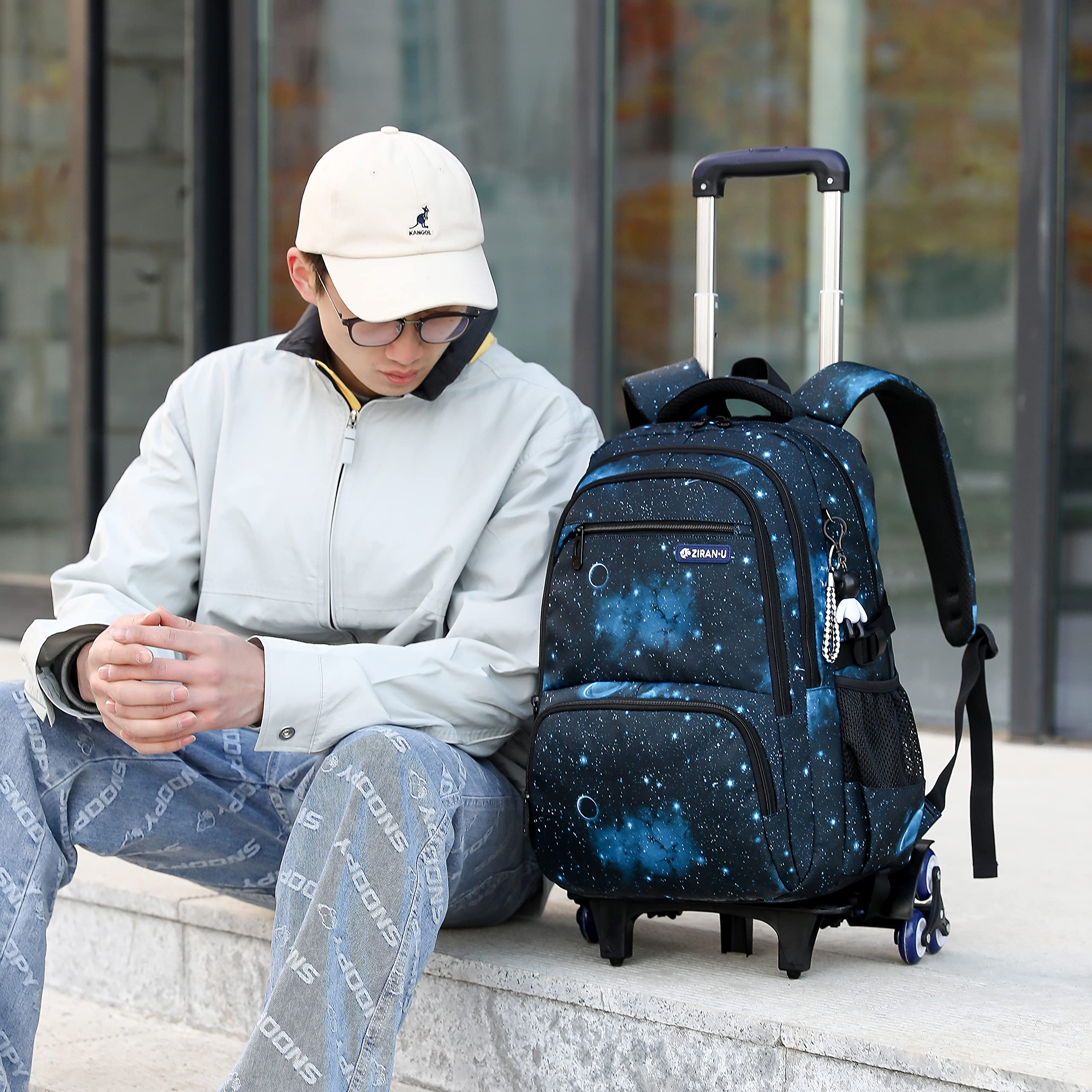 Amythe Zaino Trolley Scuola Media e Elementare,Zaino con Rotelle 6 Ruote,Sganciabile,Scuola & Viaggio,Trolley Bambini e Ragazzi, Blu | Zaino Scuola con Rotelle Sganciabile, Ritorno & Viaggio, Trolley per Bambini Ragazzi Adolescenti di 9-18 anni