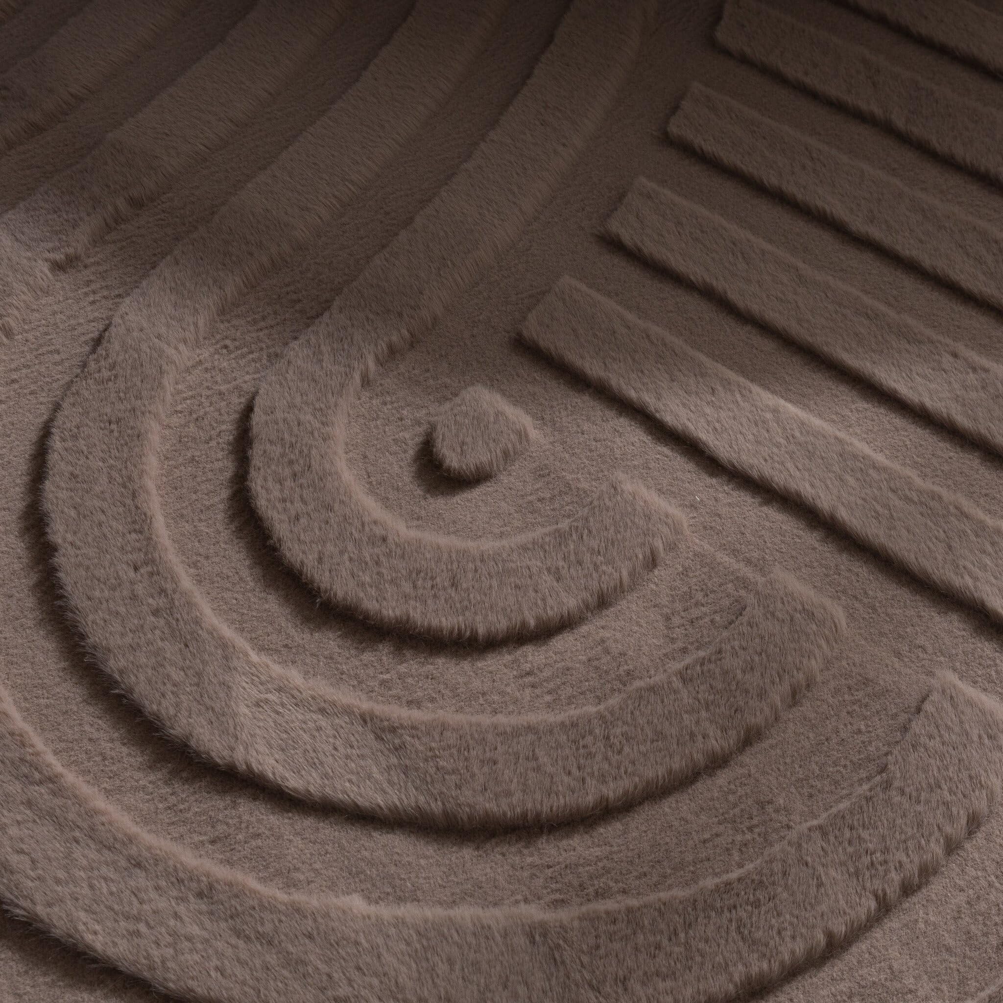 FRAAI | Home & Living Tapis de Salon de Forme irrégulière - Wavy Taupe - 80x150 cm - Pile Haute - Tapis de Salon Shaggy - Irréguliers