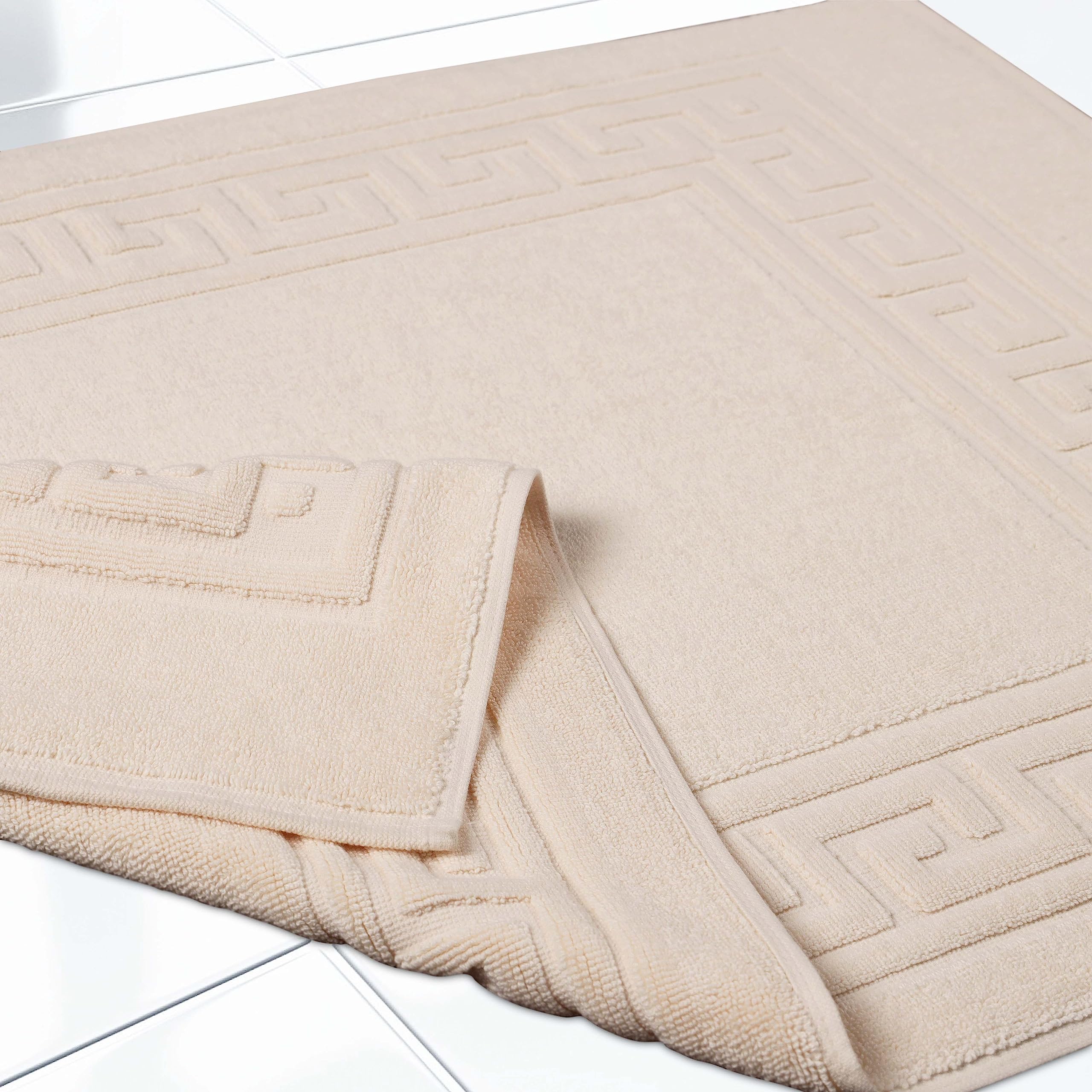Superior Badematten-Set in Hotel- und Spa-Qualität, aus 100% hochwertiger gekämmter Baumwolle, langlebig und waschbar, 2er-Pack, elfenbeinfarben, je 55,9 x 88,9 cm