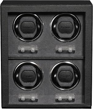 ROTHWELL 4 Watch Winder for Automatic Watches with Quiet Motor with Multiple Speeds and Rotation Settings Black/Grey